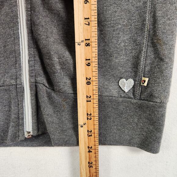 Twisted Heart Womens SZ M Y2K Zip Up Sweatshirt Jacket Bling Crown Baddie Gray - Picture 14 of 16